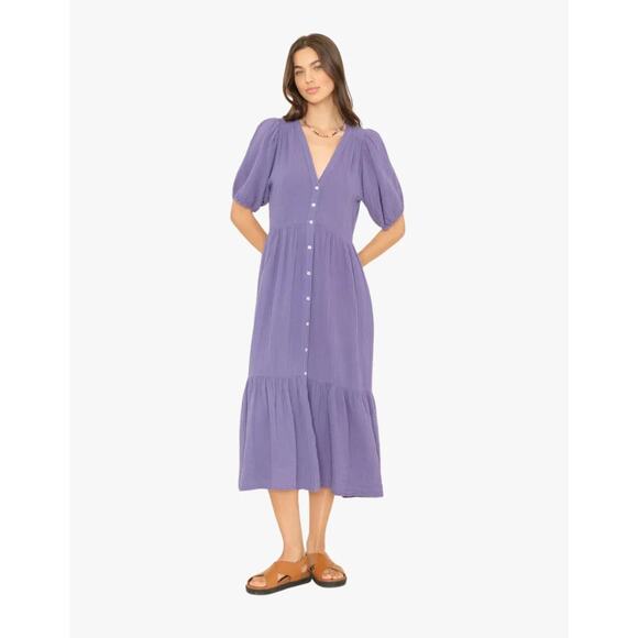 NEW NWT Xirena Lennox Gauze Midi Dress Skipper Blue Size Medium - Picture 1 of 4